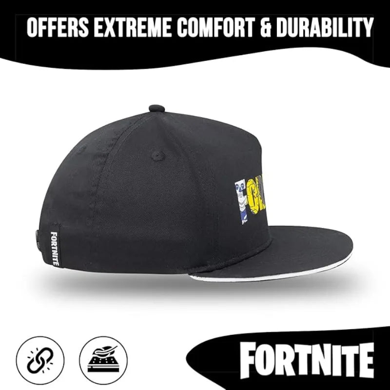 Fortnite Adjustable Snapback Cap – Black Cotton Hat for Boys & Teens
