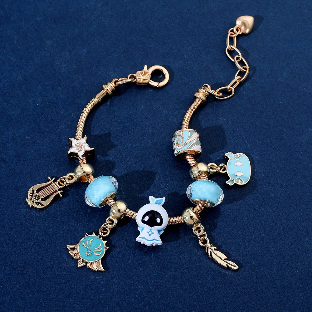 Anime Game Genshin Impact Charms Bracelets Vision Enamel Beads Pendant Bangles for Women Fashion Hand Chains Jewelry Accessories