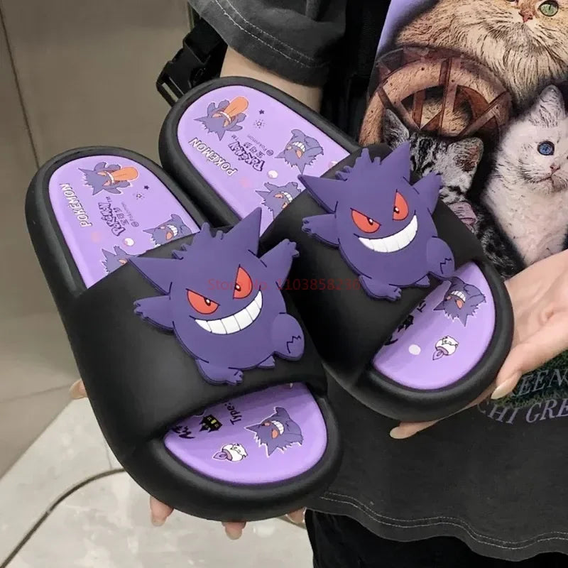 Gengar Pokémon Slides – Ghost-Type Comfort (Black & White)