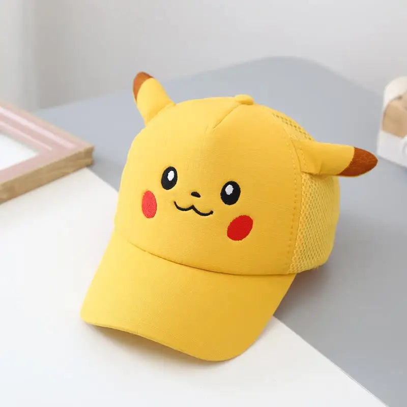 Kids Pikachu Hat – Yellow Mesh Baseball Cap (Ages 2–6)