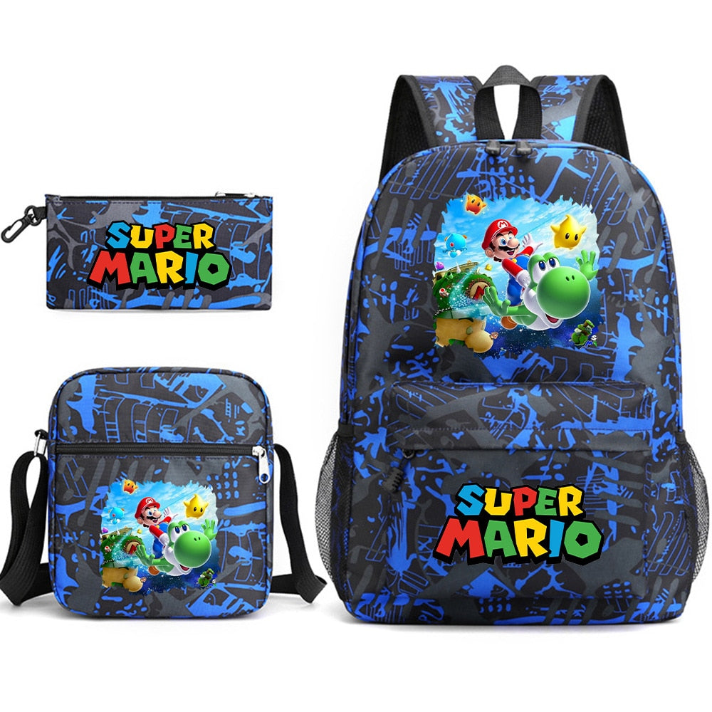 Super Mario - Backpack with Shoulder Bag and Pencil Case