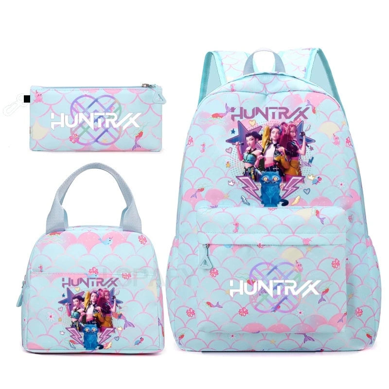 K-Pop Demon Hunters 3-Piece Backpack Set (20–35L Capacity)
