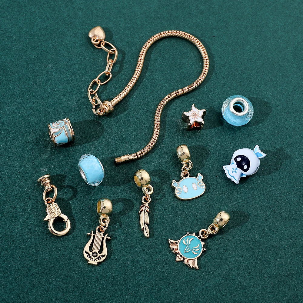 Anime Game Genshin Impact Charms Bracelets Vision Enamel Beads Pendant Bangles for Women Fashion Hand Chains Jewelry Accessories