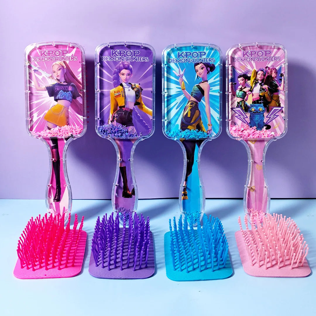 K-Demon Hunters Character Hair Brush Comb – Cute Massage Detangling Paddle Brush (Multiple Styles)