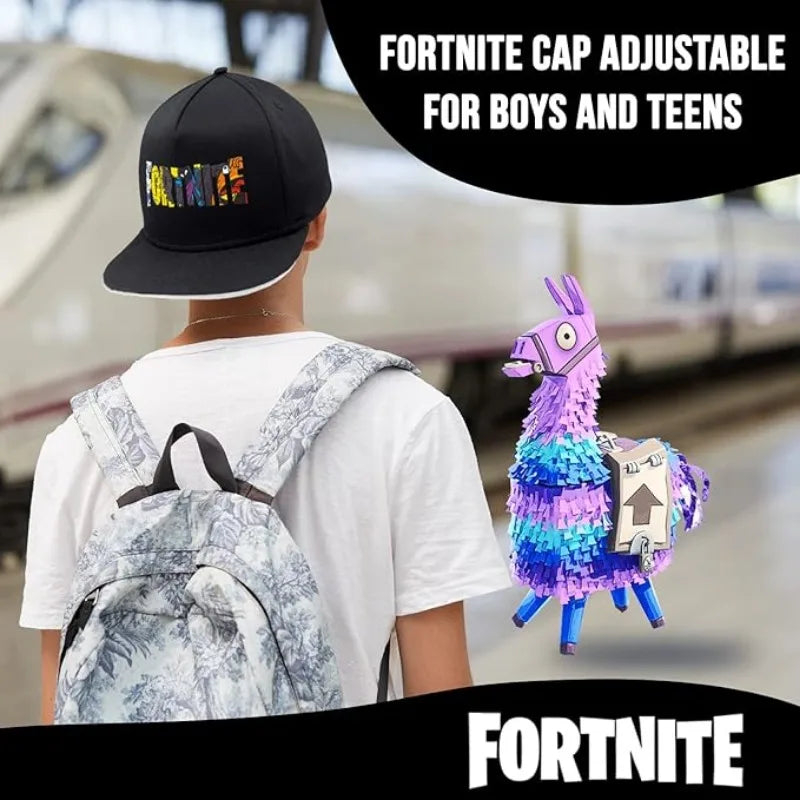 Fortnite Adjustable Snapback Cap – Black Cotton Hat for Boys & Teens
