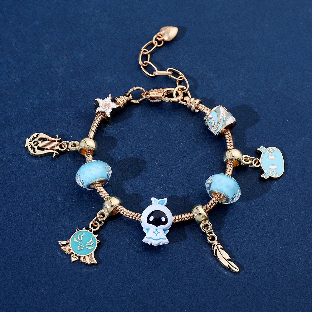 Anime Game Genshin Impact Charms Bracelets Vision Enamel Beads Pendant Bangles for Women Fashion Hand Chains Jewelry Accessories
