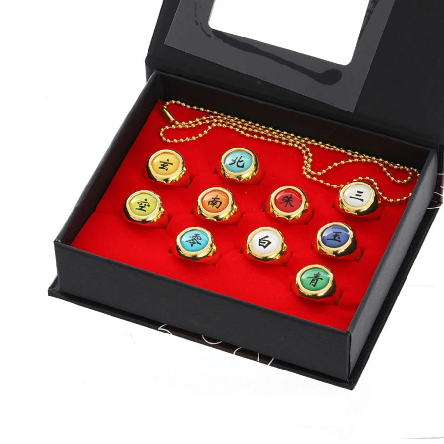 10pcs Naruto Akatsuki Rings Anime Itachi Figure Cosplay Action Accessory Jewerly Cool Boys Children Kids Toys Gifts