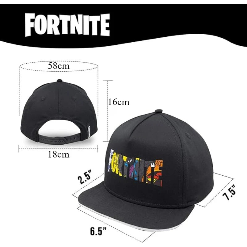Fortnite Adjustable Snapback Cap – Black Cotton Hat for Boys & Teens
