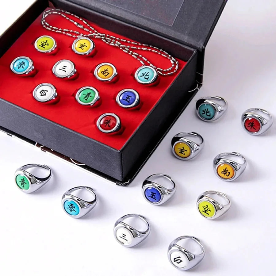 10pcs Naruto Akatsuki Rings Anime Itachi Figure Cosplay Action Accessory Jewerly Cool Boys Children Kids Toys Gifts