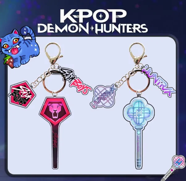 K-POP Demon Hunters Lightstick Keychain Set (2-Pack) – Saja Boys & Huntrix