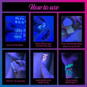 UV Glow Temporary Tattoos – Cut, Apply & Glow