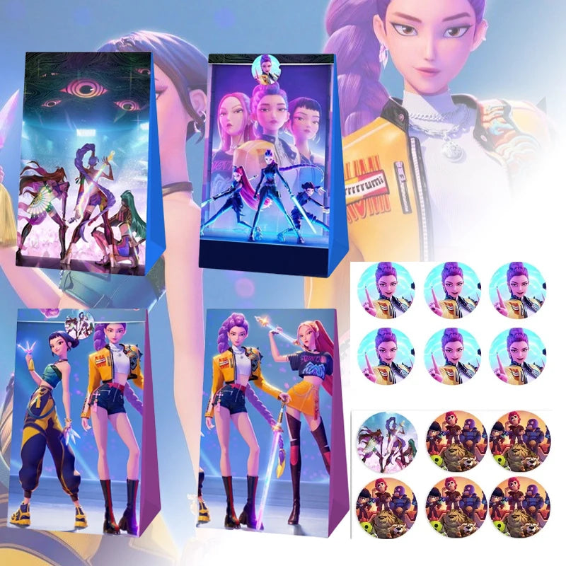 K-Pop Demon Hunters Party Candy Bags – 12 Pack (Paper Treat Bags)