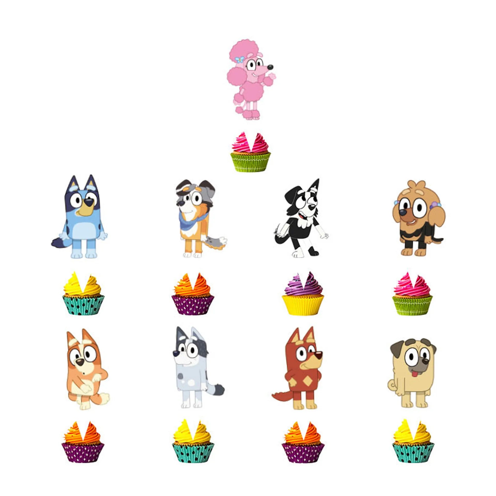 Bluey Birthday Party Decoration Set – Banner, Balloons & Cake Toppers