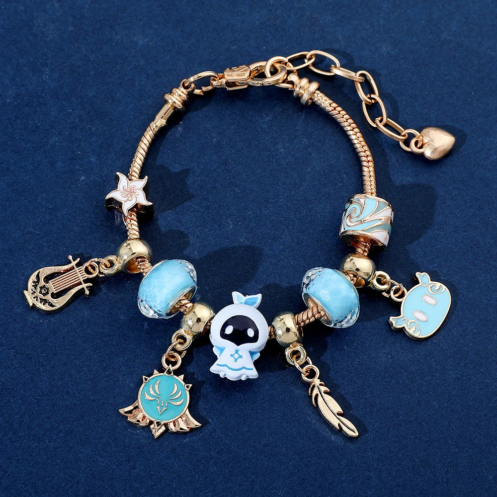 Anime Game Genshin Impact Charms Bracelets Vision Enamel Beads Pendant Bangles for Women Fashion Hand Chains Jewelry Accessories