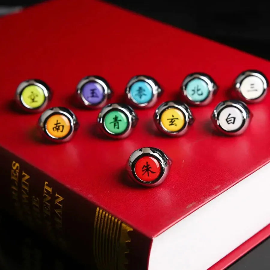 10pcs Naruto Akatsuki Rings Anime Itachi Figure Cosplay Action Accessory Jewerly Cool Boys Children Kids Toys Gifts
