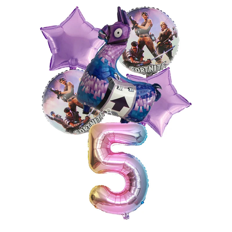 6PCS Fortnite Birthday Balloon Set – Numbers 1–9 | Party Decoration Kit