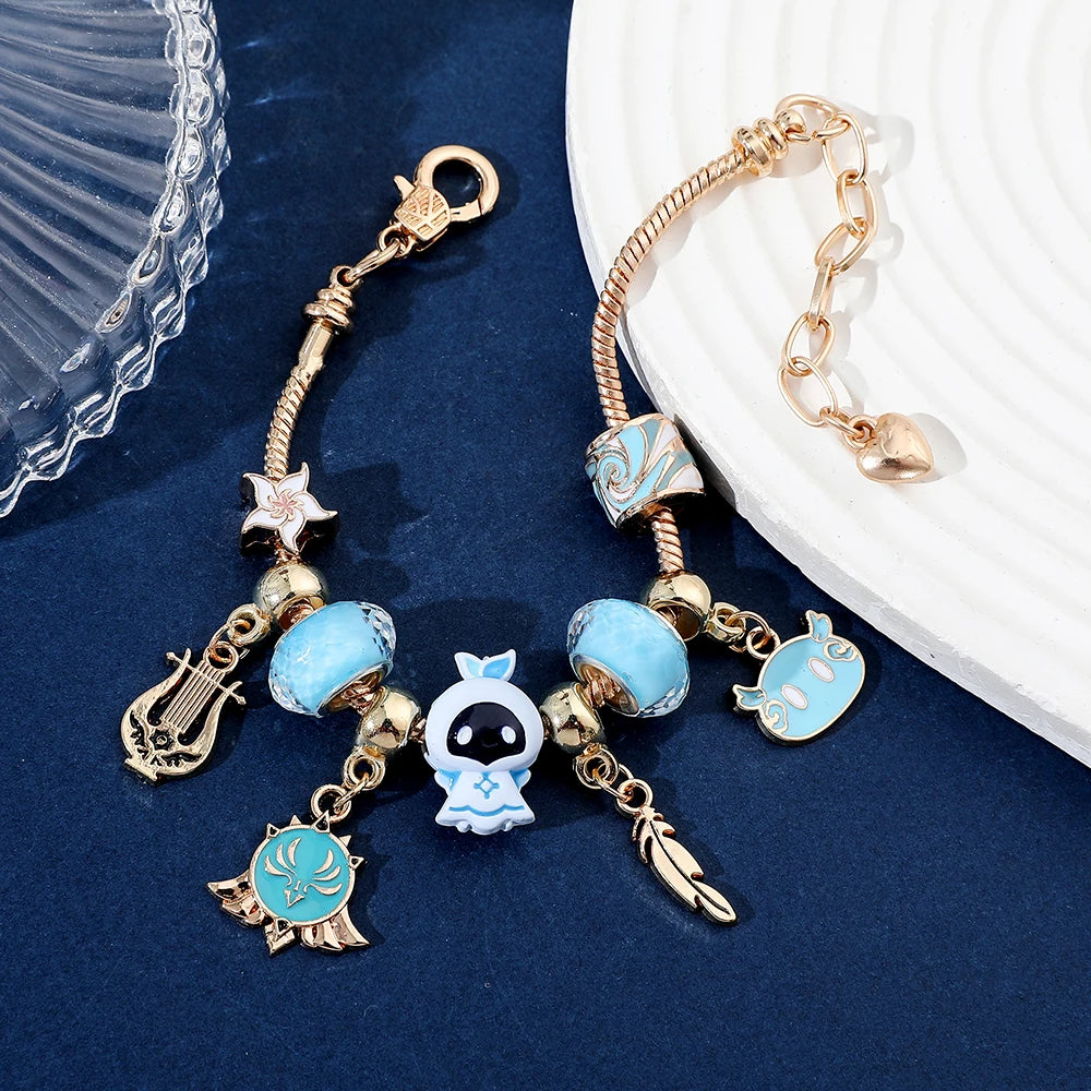 Anime Game Genshin Impact Charms Bracelets Vision Enamel Beads Pendant Bangles for Women Fashion Hand Chains Jewelry Accessories