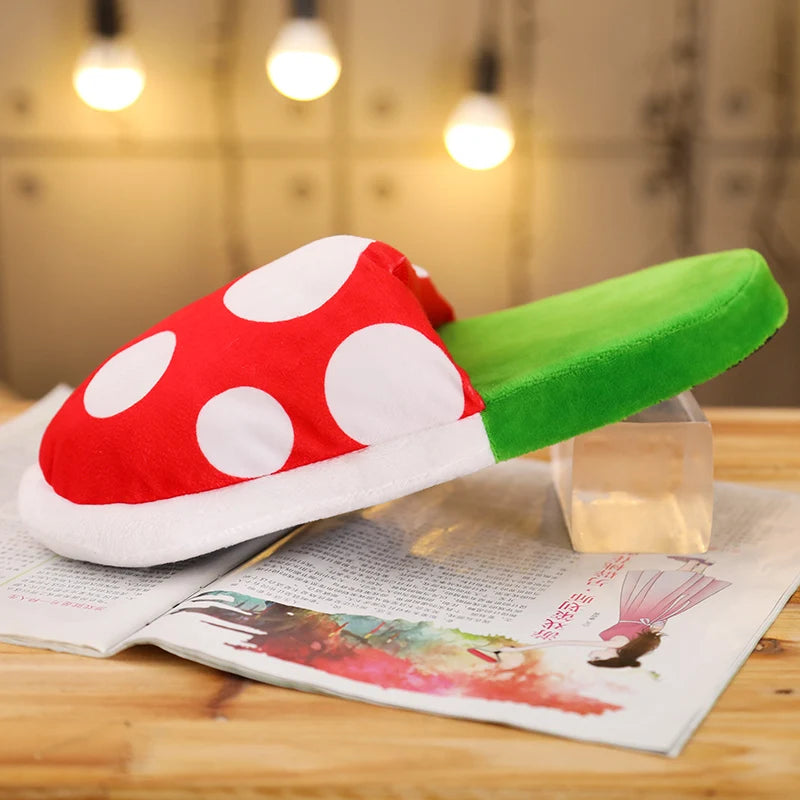 Piranha Plant Plush Slippers in Pipe Holder