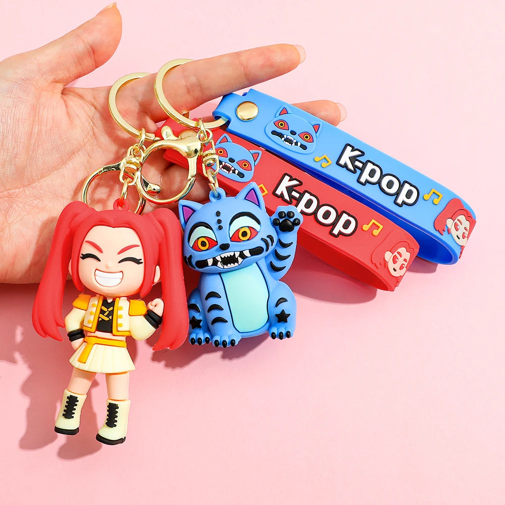 K-Pop Style Character Keychain with Strap – 4 Variants