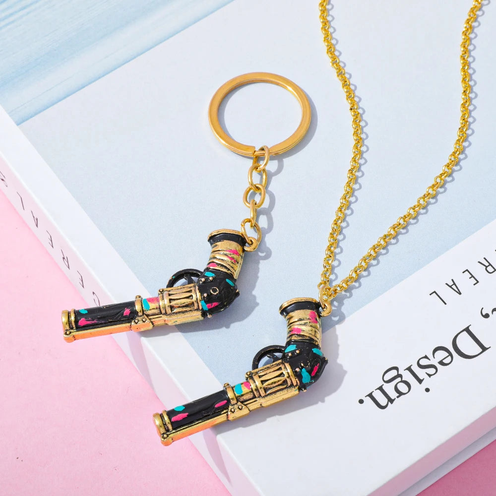 League of Legends - Jinx Metal Gun Keychain and Necklace