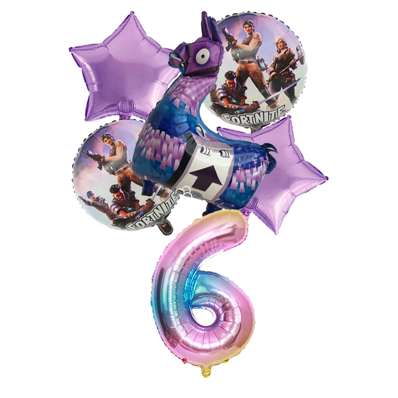 6PCS Fortnite Birthday Balloon Set – Numbers 1–9 | Party Decoration Kit