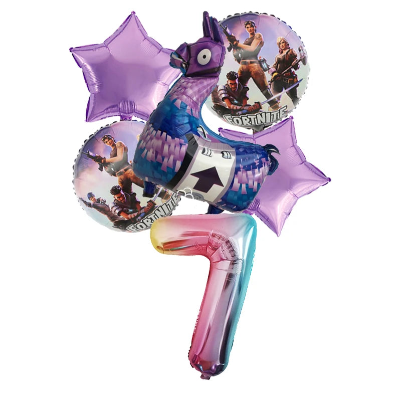 6PCS Fortnite Birthday Balloon Set – Numbers 1–9 | Party Decoration Kit