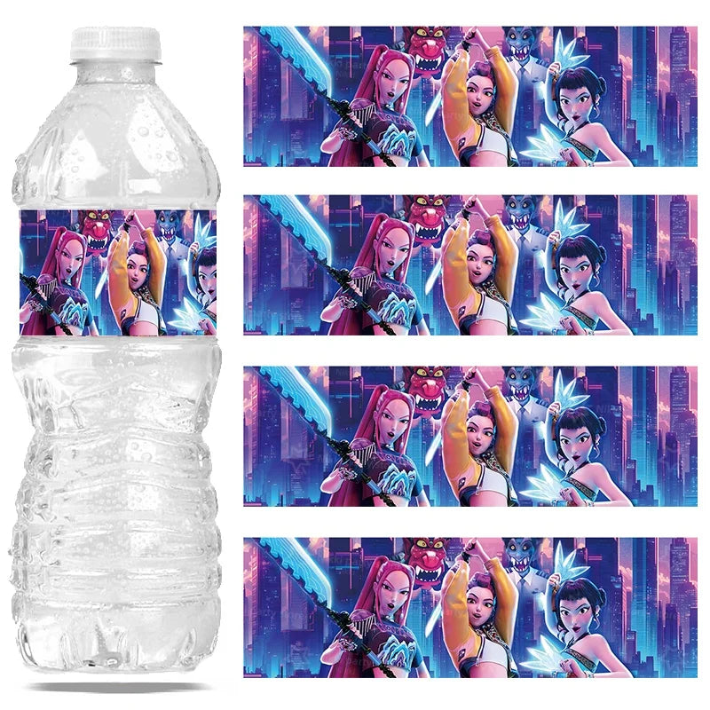 K-POP Demon Hunters Bottle Labels – 20pcs Party Sticker Set