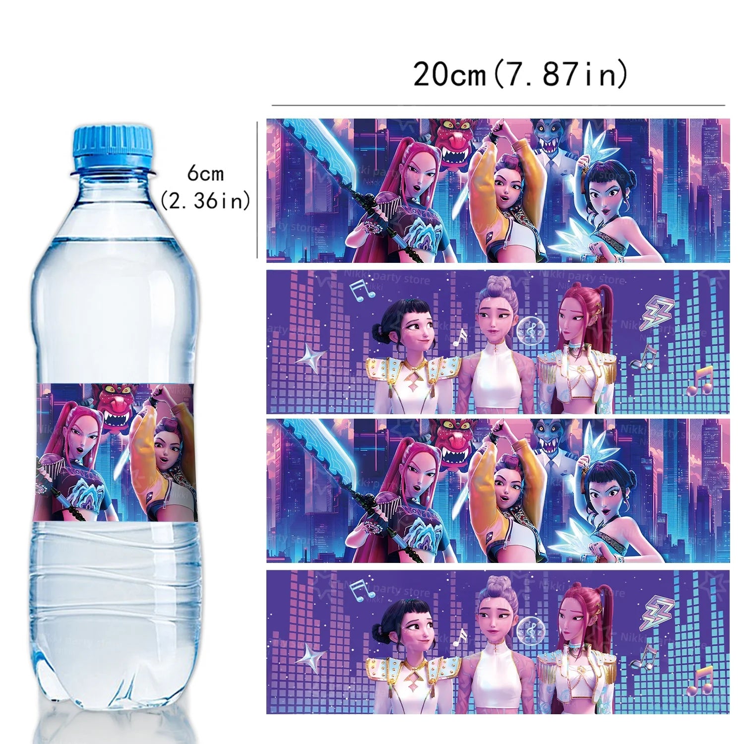 K-POP Demon Hunters Bottle Labels – 20pcs Party Sticker Set