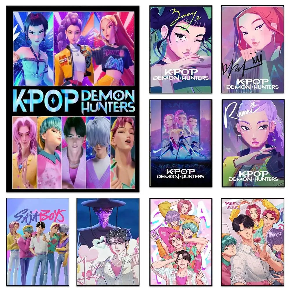 K-Pop Demon Hunters Poster – Cotton Canvas Wall Art (40x50cm, No Frame) – 4 Variants