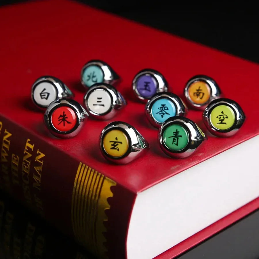 10pcs Naruto Akatsuki Rings Anime Itachi Figure Cosplay Action Accessory Jewerly Cool Boys Children Kids Toys Gifts