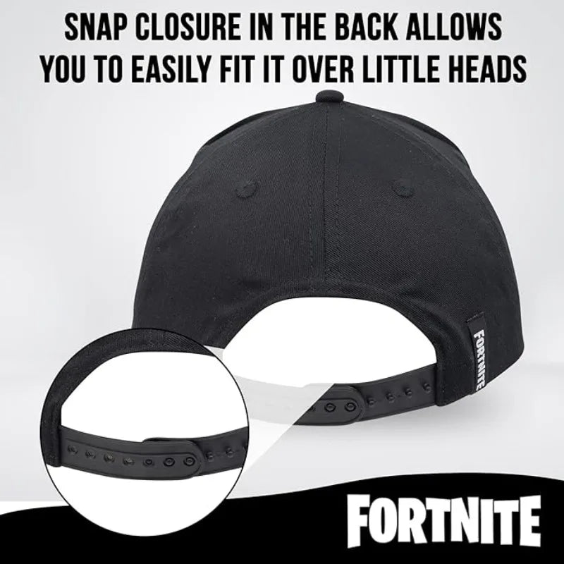 Fortnite Adjustable Snapback Cap – Black Cotton Hat for Boys & Teens