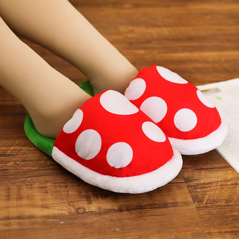 Piranha Plant Plush Slippers in Pipe Holder