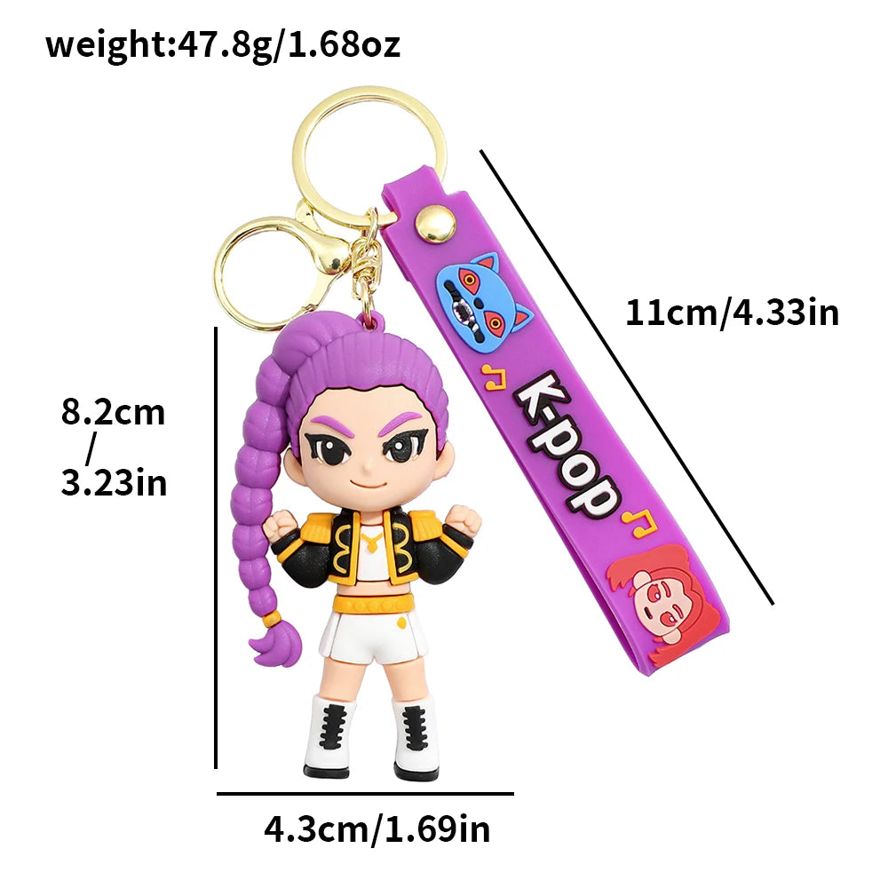 K-Pop Style Character Keychain with Strap – 4 Variants