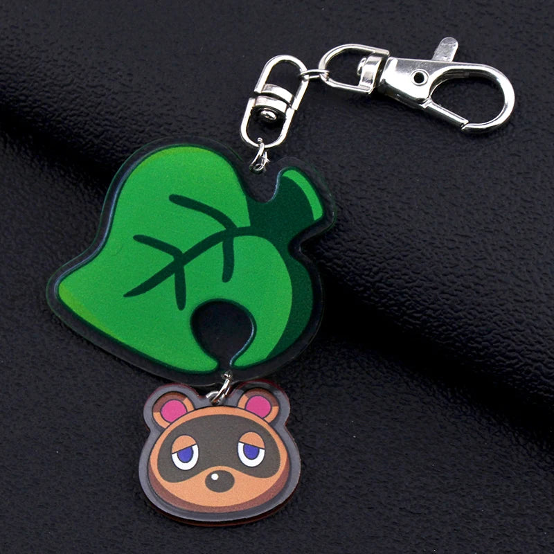 Animal Crossing Leaf & Tom Nook Keychain – Acrylic Charm