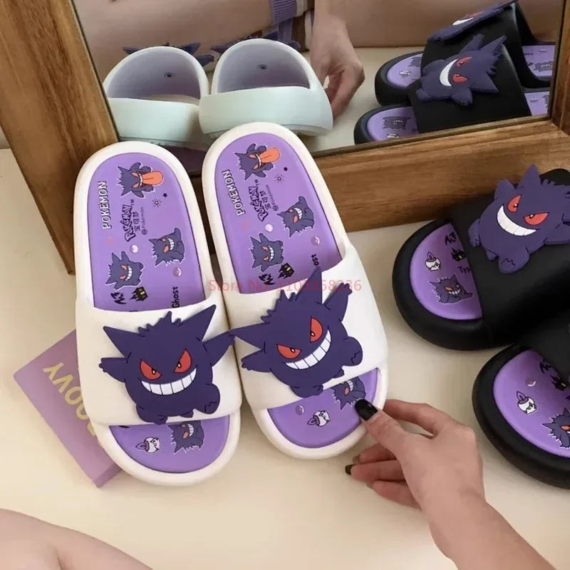Gengar Pokémon Slides – Ghost-Type Comfort (Black & White)