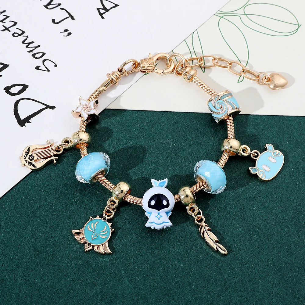 Anime Game Genshin Impact Charms Bracelets Vision Enamel Beads Pendant Bangles for Women Fashion Hand Chains Jewelry Accessories