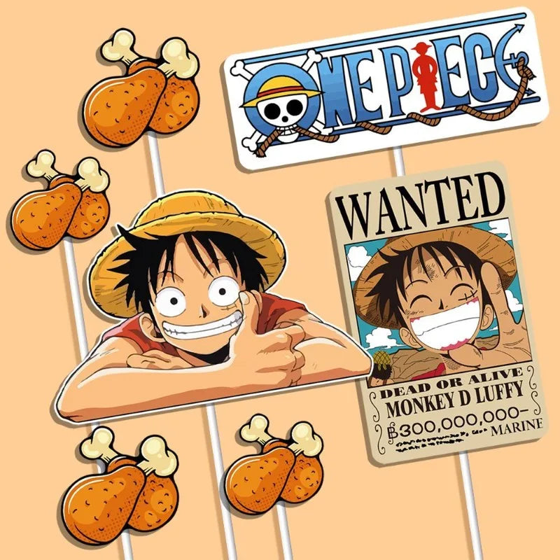 7pcs One Piece Luffy Cake Topper Set