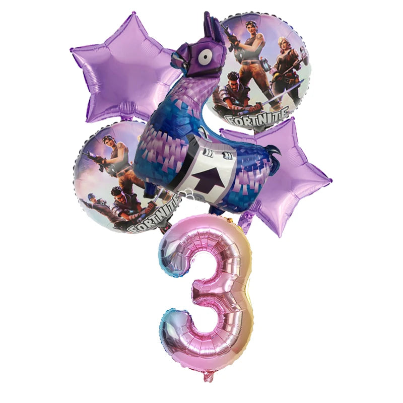 6PCS Fortnite Birthday Balloon Set – Numbers 1–9 | Party Decoration Kit