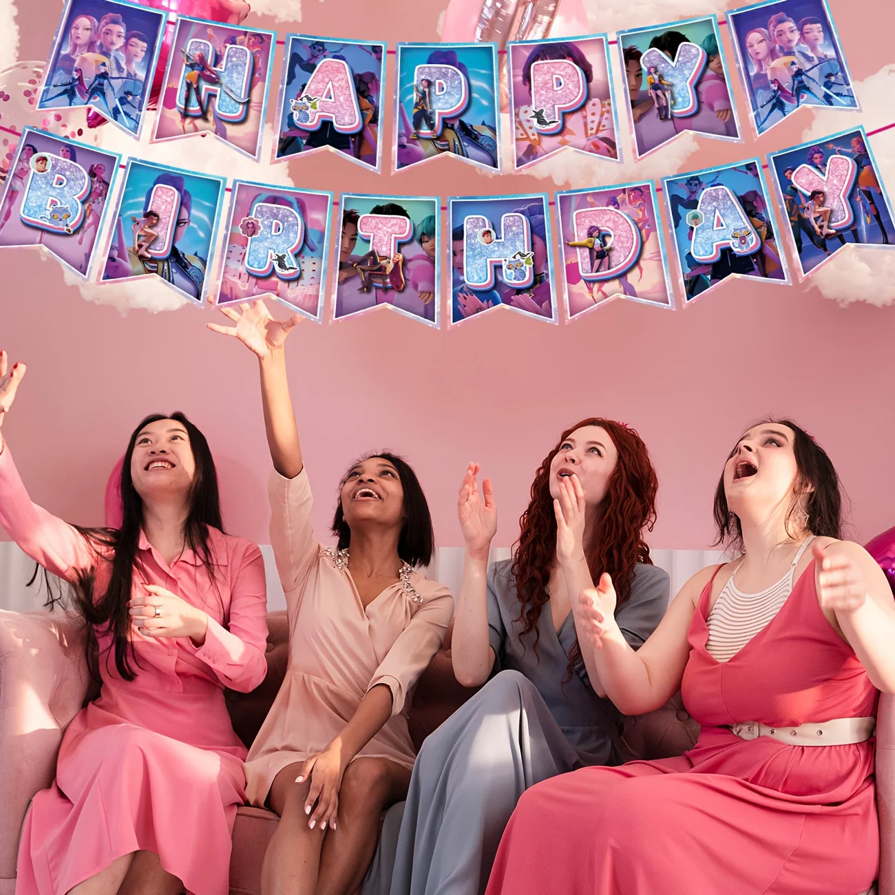 K-Pop Demon Hunters Happy Birthday Banner – Party Decoration Set