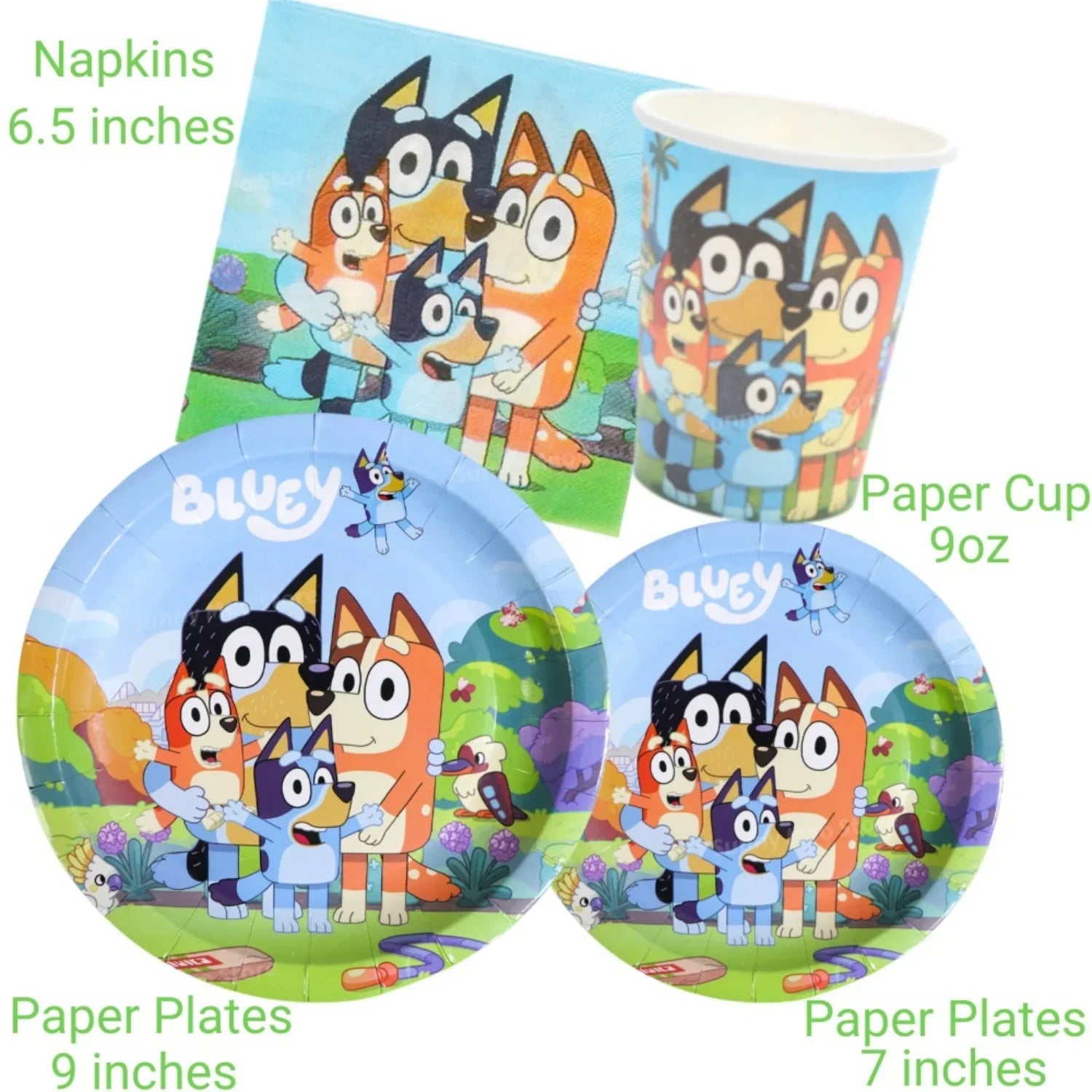 Bluey Birthday Party Decoration Kit – Complete Tableware & Balloon Set (Serves 10)