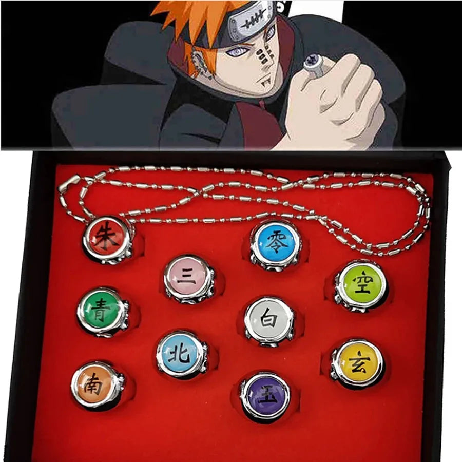 10pcs Naruto Akatsuki Rings Anime Itachi Figure Cosplay Action Accessory Jewerly Cool Boys Children Kids Toys Gifts