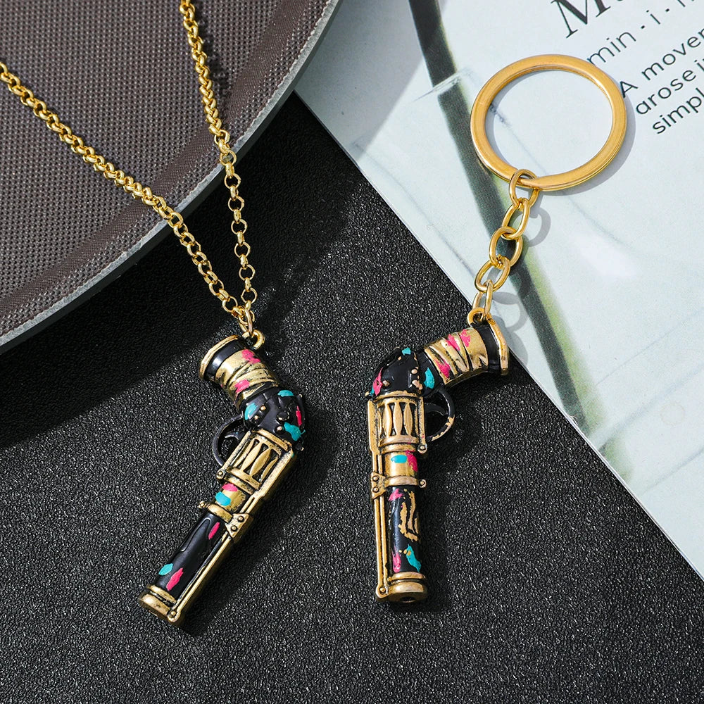 League of Legends - Jinx Metal Gun Keychain and Necklace