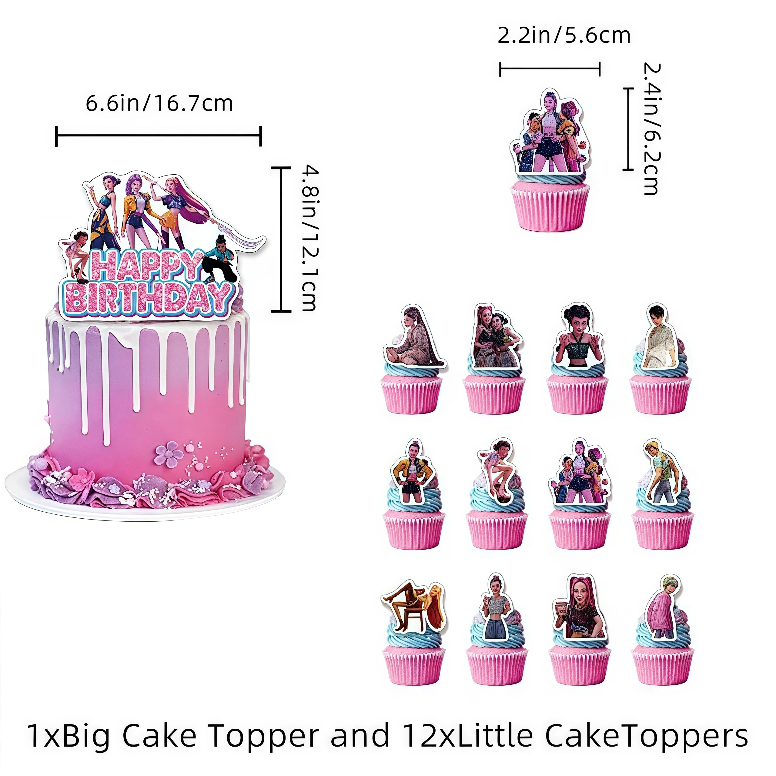 K-Pop Demon Hunters - Birthday Cake  & Cupcake Topper (Multiple Designs)