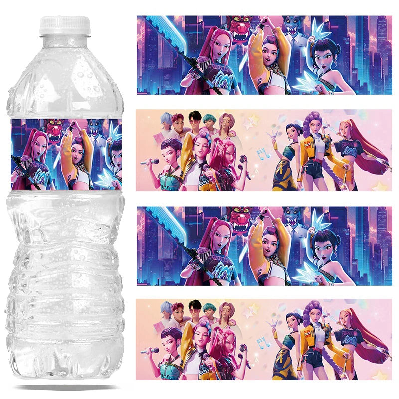 K-POP Demon Hunters Bottle Labels – 20pcs Party Sticker Set
