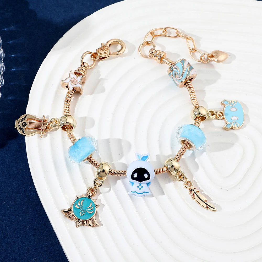 Anime Game Genshin Impact Charms Bracelets Vision Enamel Beads Pendant Bangles for Women Fashion Hand Chains Jewelry Accessories