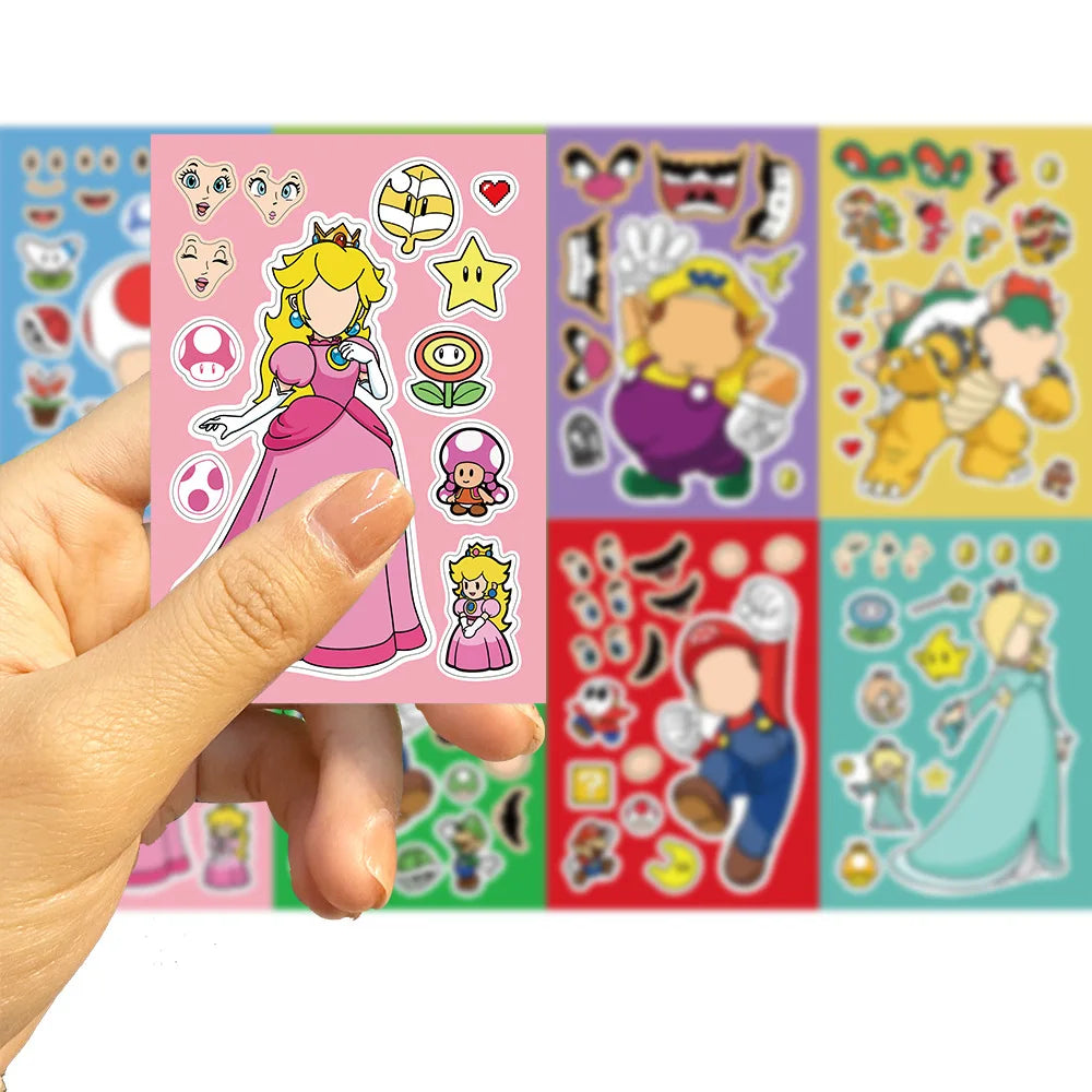 Super Mario Create-A-Sticker Set – 8 Sheets DIY Art & Craft Kit (30x35cm)