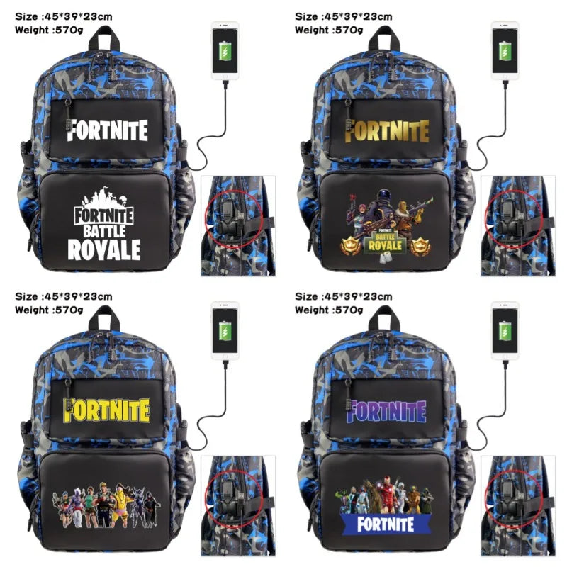 Fortnite Backpack – USB Charging Port – 45x39x23cm – Multiple Variants