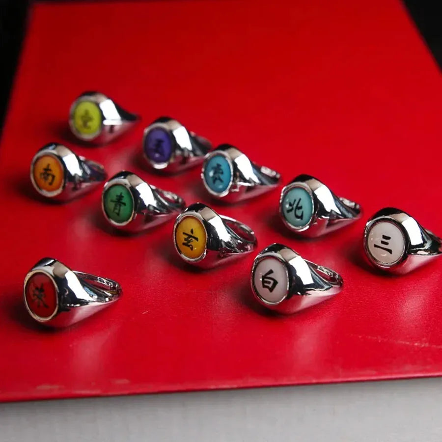 10pcs Naruto Akatsuki Rings Anime Itachi Figure Cosplay Action Accessory Jewerly Cool Boys Children Kids Toys Gifts
