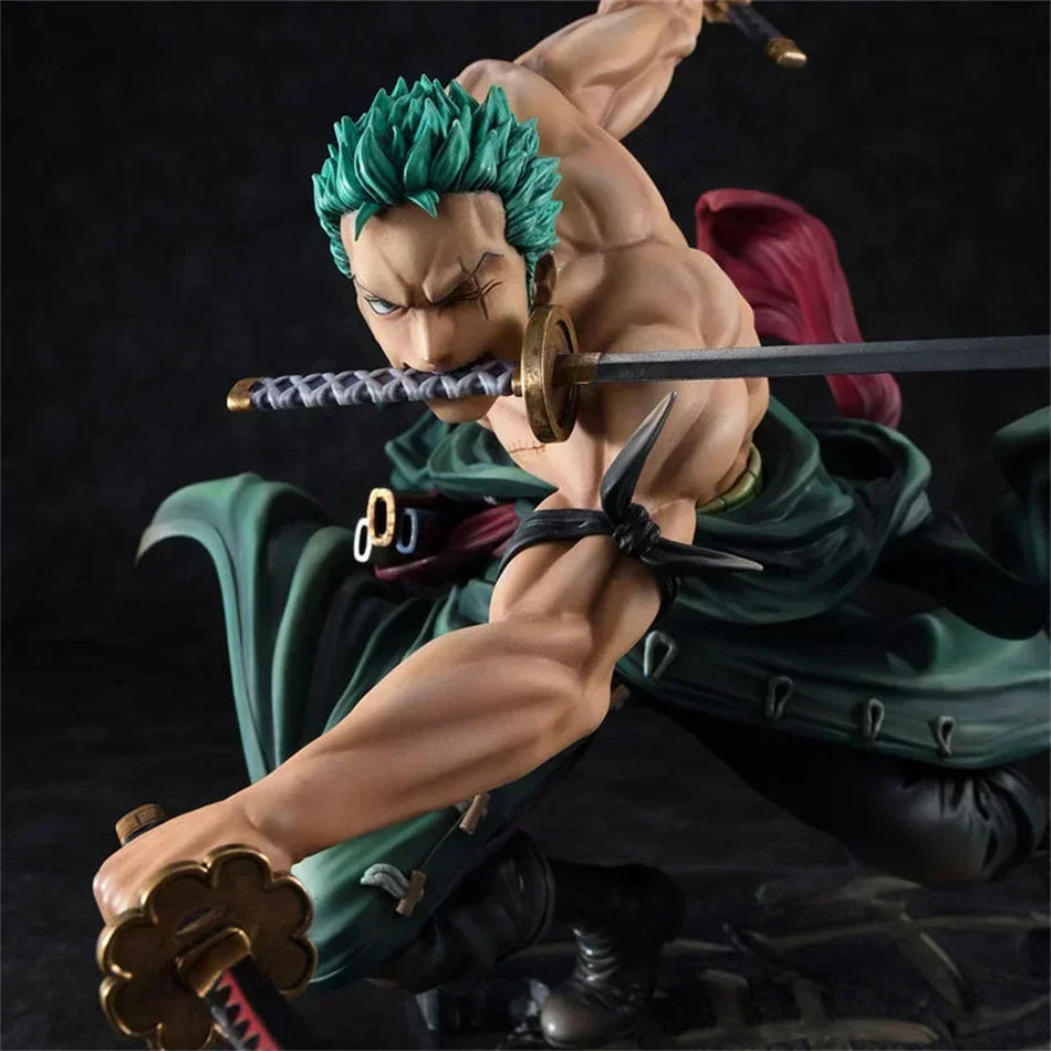 One Piece – Roronoa Zoro Three-Sword Style Action Figure (Flame FX Edition, 10cm)