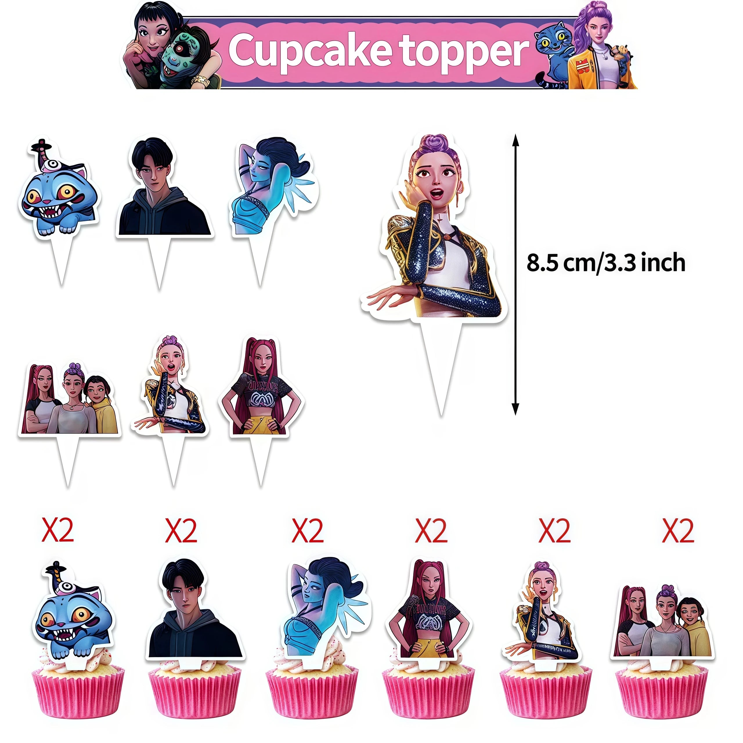 K-Pop Demon Hunters - Birthday Cake  & Cupcake Topper (Multiple Designs)